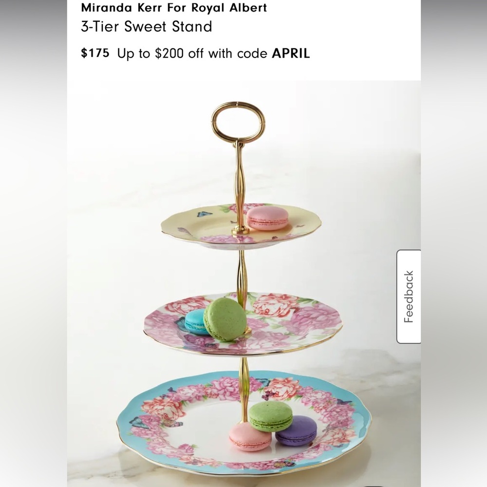 Royal Albert Miranda Kerr Sweets Cake Stand with 2 tea cups